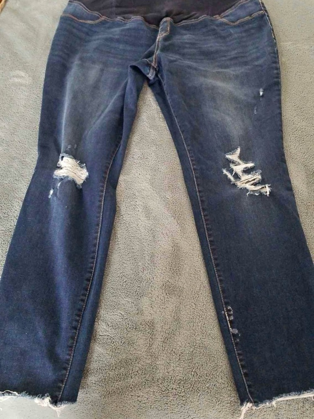 Dark Blue Distressed Women's Maternity Jeans
